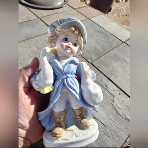 Ceramic (KPM) Kid with loot and Goose figurine 7 1/2"